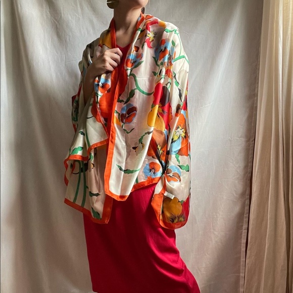 Vintage Kenzo Paris All Silk Scarf with Pansy Print - Picture 4 of 4